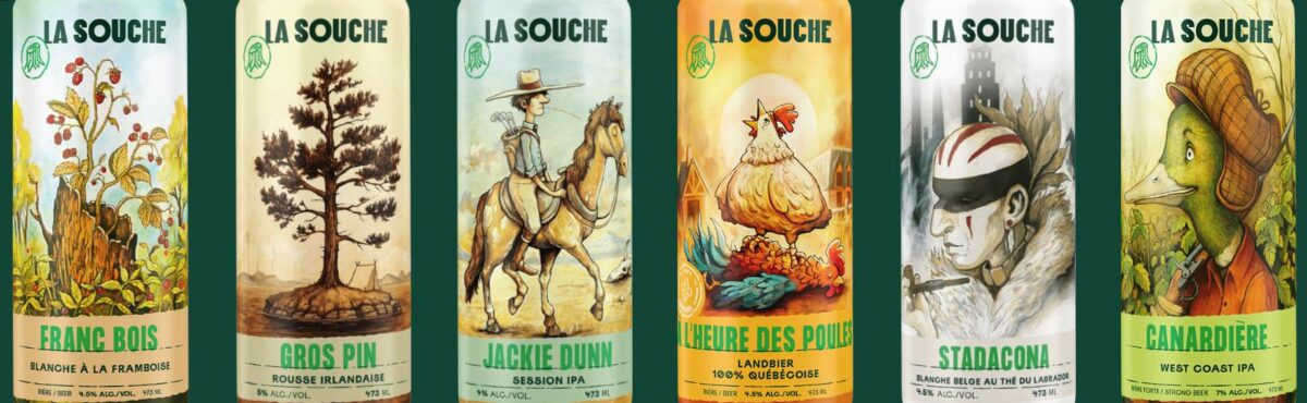 Canettes de la microbrasserie La Souche